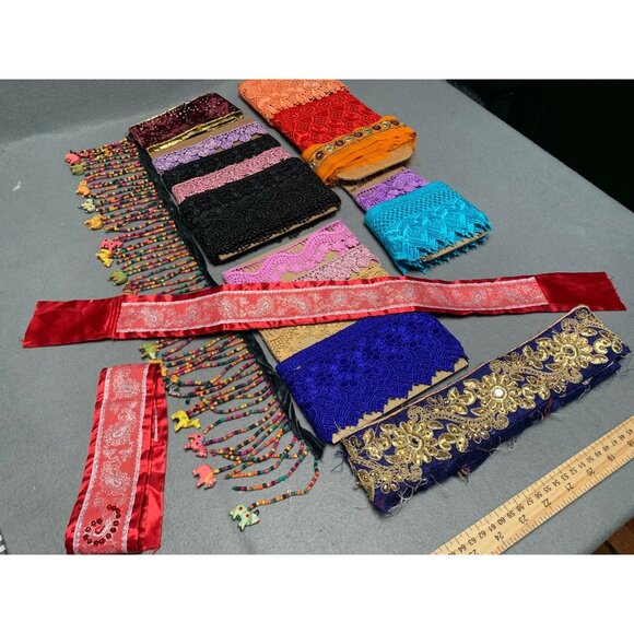 24 yds 15" Assorted Lace & Trim Fabric Bundle - Various Colors & Patterns - Picture 15 of 16
